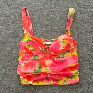 Zara pink tulle corset crop top